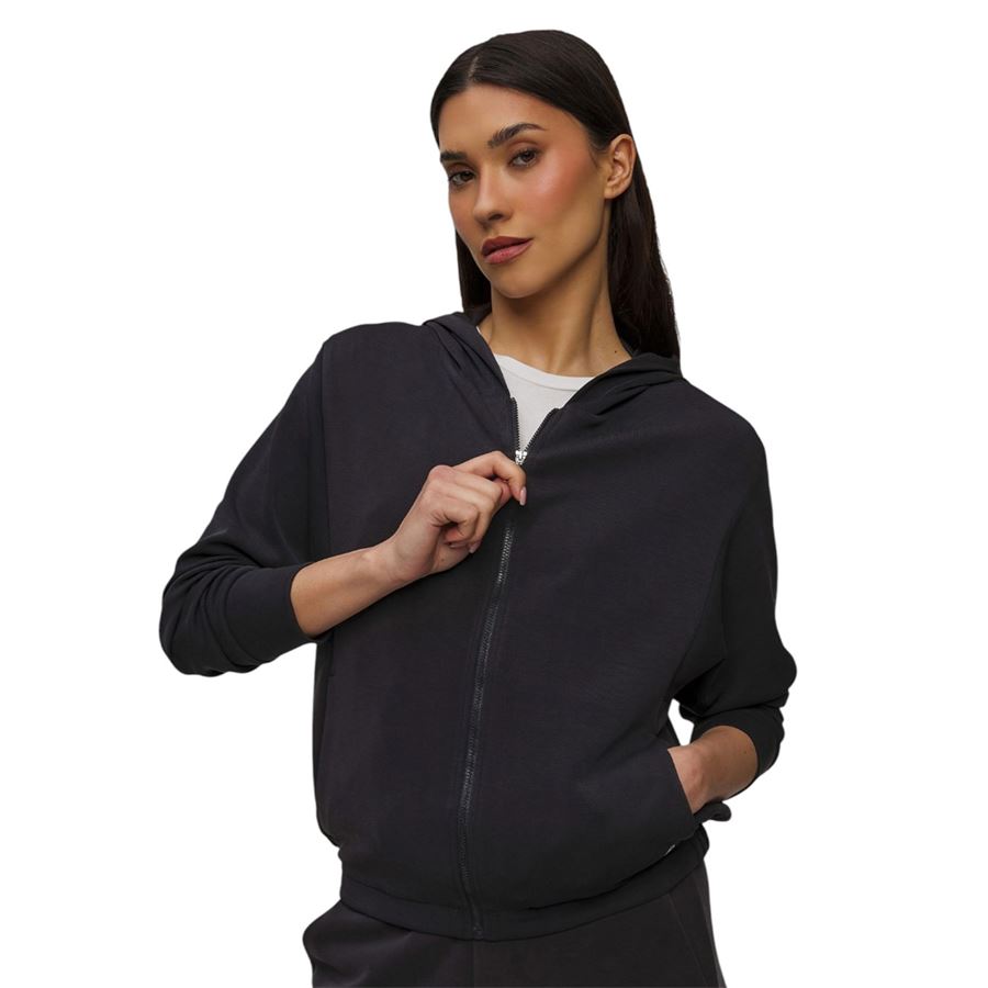 Felpa soft touch con cappuccio e zip da donna Deha | D2200010009